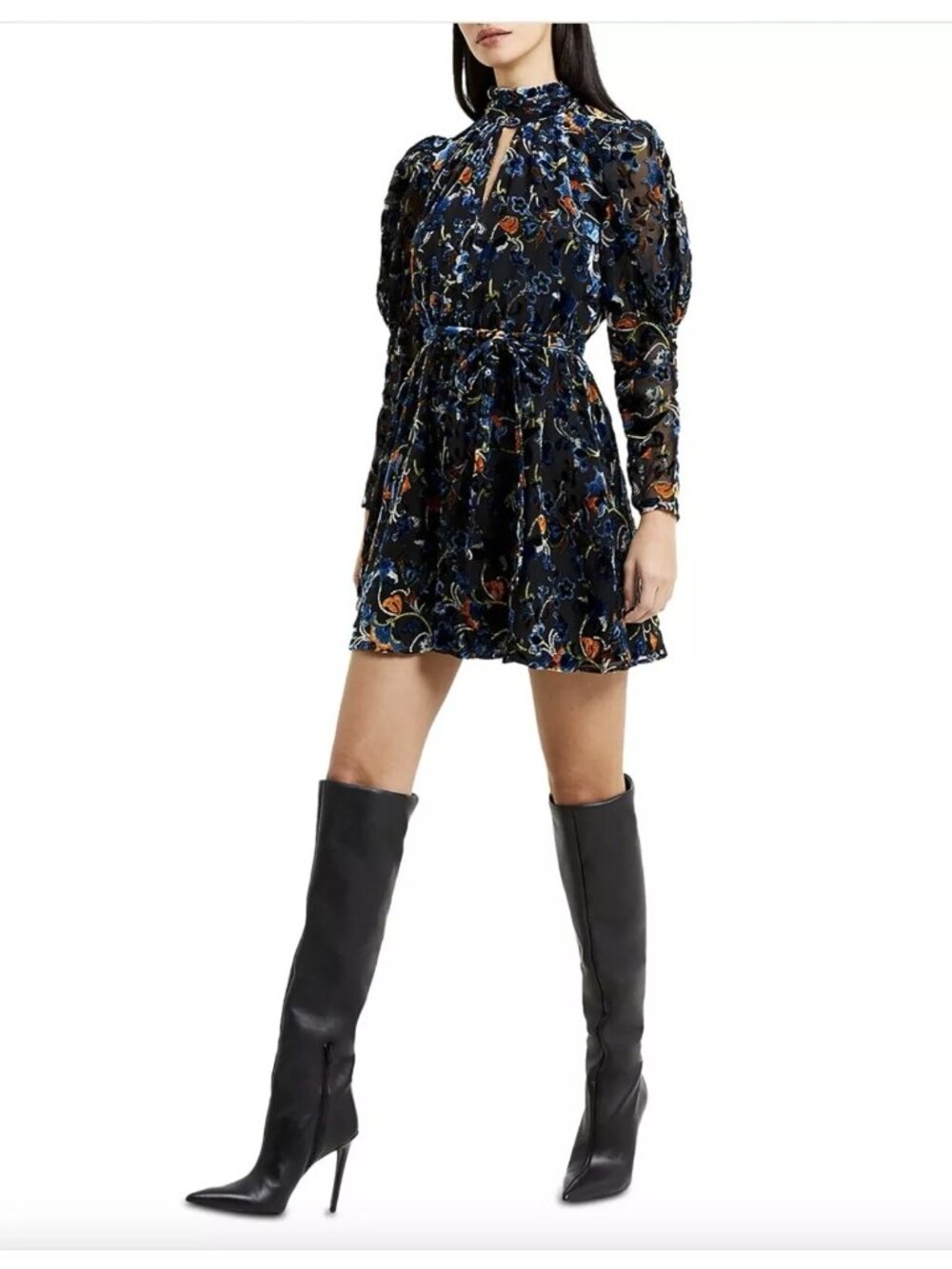 French Connection Avery Burnout Velvet Mini Dress Size 0 - New with Tags - Picture 5 of 9